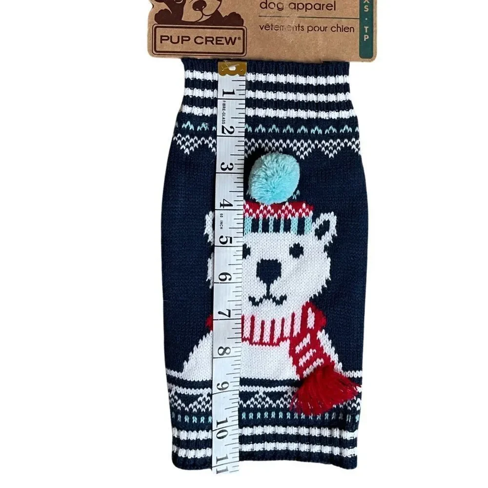 Pup Crew Holiday Polar Bear Dog Sweater Size XS NWT